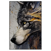 Led Wandbild Abstrakter Wolf In Gold Und Grau Hochformat Produktvorschau Frontal