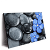 Led Wandbild Blaue Blume Graue Steine Querformat Produktvorschau Seitlich