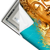 Led Wandbild Buddha Gold Tuerkis Querformat Materialvorschau