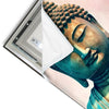 Led Wandbild Buddha Statue Mit Kirschblueten Hochformat Materialvorschau