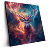 Led Wandbild Bunter Hirsch In Flammen Quadrat Produktvorschau Seitlich