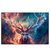 Led Wandbild Bunter Hirsch In Flammen Querformat Produktvorschau Frontal