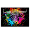 Led Wandbild Bunter Stier Schwarz Querformat Produktvorschau Frontal
