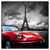 Led Wandbild Eiffelturm Rotes Auto Quadrat Produktvorschau Frontal