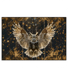 Led Wandbild Eule Inmitten Goldener Blaetter Querformat Produktvorschau Frontal