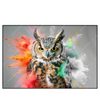 Led Wandbild Farbenexplosion Mit Eule Querformat Produktvorschau Frontal