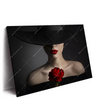 Led Wandbild Frau Mit Hut Rose Querformat Produktvorschau Seitlich