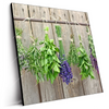 Led Wandbild Frische Kraeuter An Holzstange Quadrat Produktvorschau Seitlich