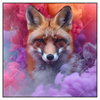 Led Wandbild Fuchs In Farbnebel Quadrat Produktvorschau Frontal