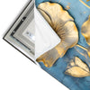 Led Wandbild Goldene Blumen Auf Blau Hochformat Materialvorschau