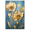 Led Wandbild Goldene Blumen Auf Blau Hochformat Produktvorschau Frontal