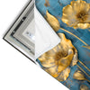 Led Wandbild Goldene Blumen Auf Blau Quadrat Materialvorschau
