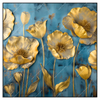 Led Wandbild Goldene Blumen Auf Blau Quadrat Produktvorschau Frontal
