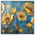 Led Wandbild Goldene Blumen Auf Blau Quadrat Produktvorschau Frontal