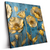 Led Wandbild Goldene Blumen Auf Blau Quadrat Produktvorschau Seitlich