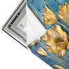 Led Wandbild Goldene Blumen Auf Blau Querformat Materialvorschau