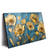 Led Wandbild Goldene Blumen Auf Blau Querformat Produktvorschau Seitlich