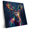 Led Wandbild Hirsch Im Leuchtenden Farbmix Quadrat Produktvorschau Seitlich