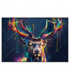 Led Wandbild Hirsch Im Leuchtenden Farbmix Querformat Produktvorschau Frontal