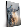 Led Wandbild Hochlandrind Bunter Vogel Hochformat Produktvorschau Seitlich
