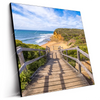 Led Wandbild Holztreppe Zum Einsamen Strand Quadrat Produktvorschau Seitlich
