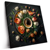 Led Wandbild Kaffee Inmitten Wunderschoener Blumen Quadrat Produktvorschau Seitlich