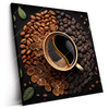 Led Wandbild Kaffee Mit Blattdekoration Quadrat Produktvorschau Seitlich