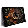 Led Wandbild Kaffee Mit Blattdekoration Querformat Produktvorschau Seitlich