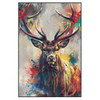Led Wandbild Kreativer Hirsch Mit Farbspritzern Hochformat Produktvorschau Frontal