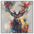 Led Wandbild Kreativer Hirsch Mit Farbspritzern Quadrat Produktvorschau Frontal