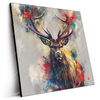 Led Wandbild Kreativer Hirsch Mit Farbspritzern Quadrat Produktvorschau Seitlich