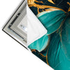 Led Wandbild Marmor Blueten In Tuerkis Gold Panorama Materialvorschau