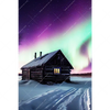 Led Wandbild Nordlichter Ueber Einem Holzhaus Hochformat Motivvorschau