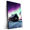 Led Wandbild Nordlichter Ueber Einem Holzhaus Hochformat Produktvorschau Seitlich