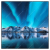 Led Wandbild Nordlichter Und Schneebedeckte Berge Quadrat Produktvorschau Frontal