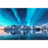 Led Wandbild Nordlichter Und Schneebedeckte Berge Querformat Motivvorschau