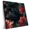 Led Wandbild Panther Und Rote Blueten Quadrat Produktvorschau Seitlich