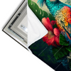 Led Wandbild Papagei Und Tropischer Hibiskus Querformat Materialvorschau