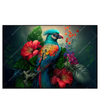 Led Wandbild Papagei Und Tropischer Hibiskus Querformat Produktvorschau Frontal