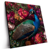 Led Wandbild Prachtvoller Pfau Und Blueten Quadrat Produktvorschau Seitlich