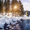 Led Wandbild Schneebedeckte Landschaft Am Fluss Quadrat Motivvorschau