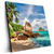 Led Wandbild Schoener Strand Mit Palmen Quadrat Produktvorschau Seitlich