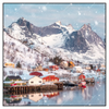 Led Wandbild Skandinavisches Dorf Im Schnee Quadrat Produktvorschau Frontal