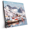 Led Wandbild Skandinavisches Dorf Im Schnee Quadrat Produktvorschau Seitlich
