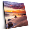 Led Wandbild Sonnenuntergang Am Strand Mit Felsen Quadrat Produktvorschau Seitlich