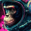 Led Wandbild Space Monkey Querformat Zoom
