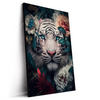 Led Wandbild Weisser Tiger Mit Blauen Augen Zwischen Blumen Hochformat Produktvorschau Seitlich