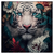 Led Wandbild Weisser Tiger Mit Blauen Augen Zwischen Blumen Quadrat Produktvorschau Frontal