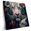 Led Wandbild Weisser Tiger Mit Blauen Augen Zwischen Blumen Quadrat Produktvorschau Seitlich
