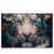 Led Wandbild Weisser Tiger Mit Blauen Augen Zwischen Blumen Querformat Produktvorschau Frontal